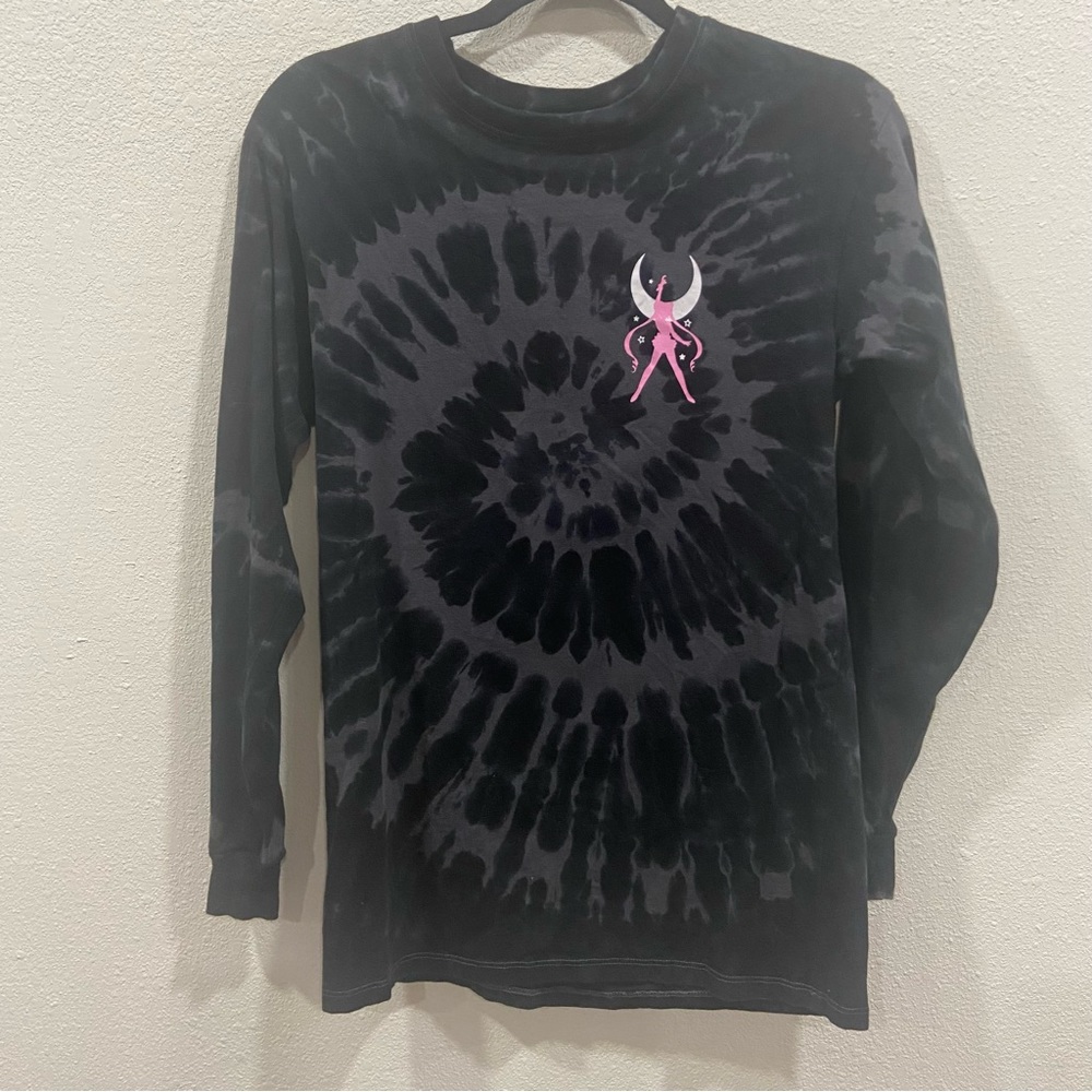 Sailor Moon long Sleeve Shirt Size Extra Small Black Gray Tie Dye